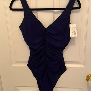 Karla Colletto Ruched One Piece w/ Matching Skirt